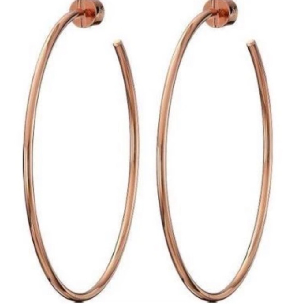 New Michael Kors Rose Gold Heritage Hoop Earrings - Picture 2 of 8